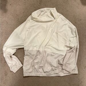 Athleta Off-White Two Tone Windbreaker Zip Pullover